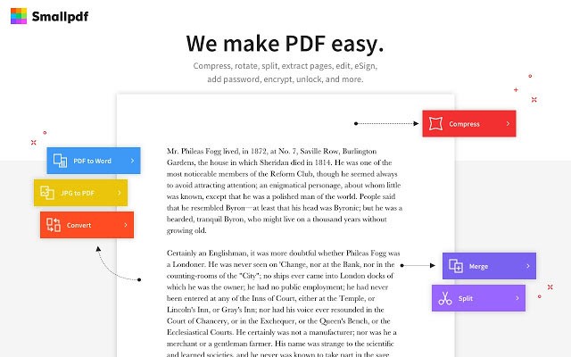 SmallPDF tích hợp nhiều công cụ xử lý PDF cơ bản cho dân văn phòng
