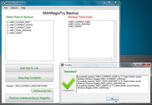 SMARegisTry Backup