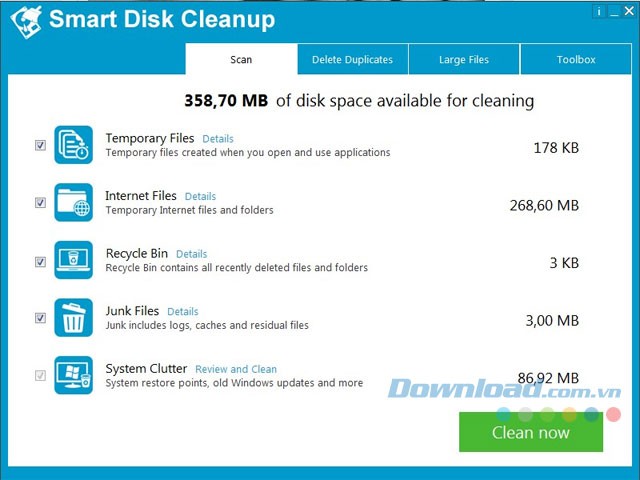 Giao diện Smart Disk Cleanup