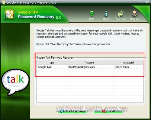 Google Talk Password Recovery