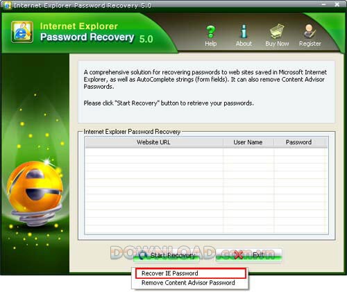 Internet Explorer Password Recovery