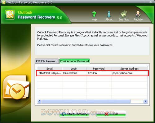 Outlook Password Recovery
