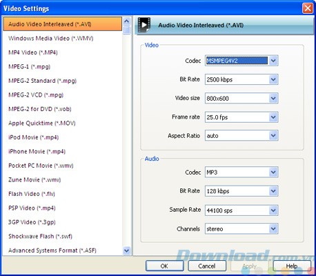 Các định dạng được hỗ trợ