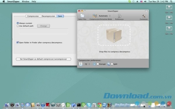 Giao diện hoạt động chính của Smart Zipper cho Mac