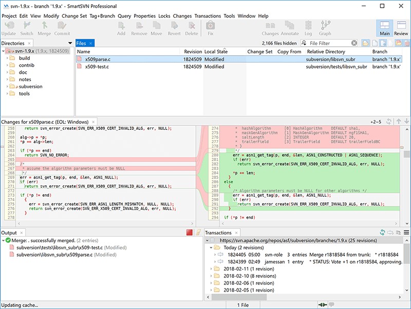 Giao diện làm việc của SmartSVN Professional