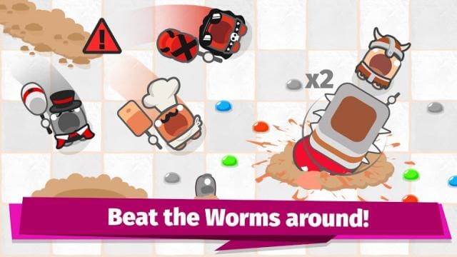 Đập các con giun xung quanh trong game Smashers.io Foes in Worms Lan