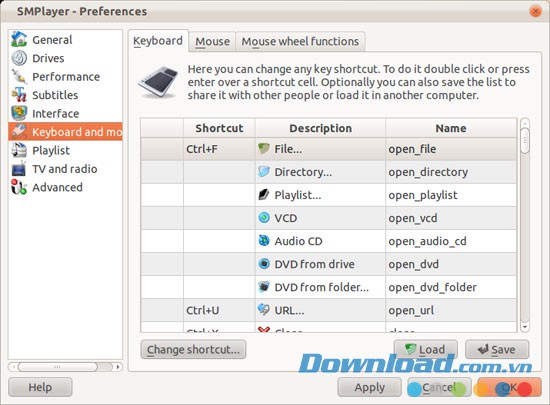 Giao diện thiết lập SMPlayer