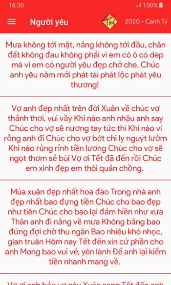 Lời chúc Tết Người yêu