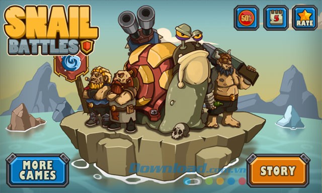 Giao diện chơi game Snail Battles trên Android
