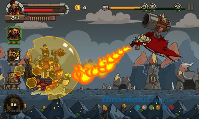 Giao diện chơi game Snail Battles trên Android