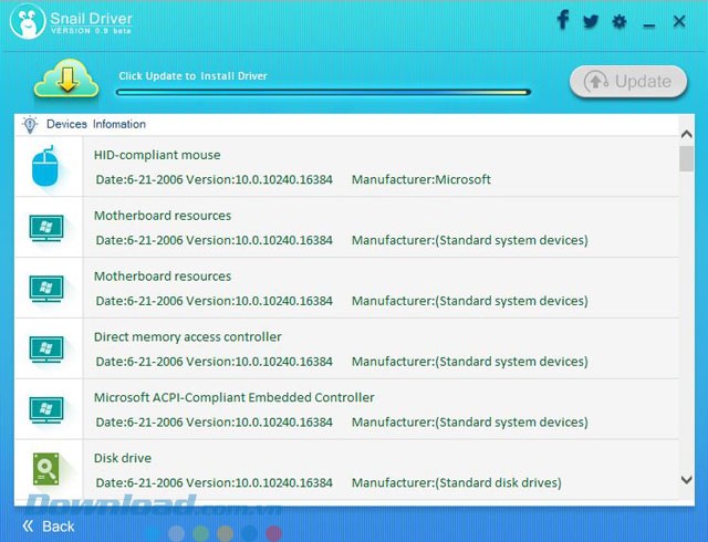 Danh sách thiết bị được cài đặt