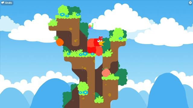 Điều khiển chú sâu mỏ chim đi ăn trái cây trong game Snakebird