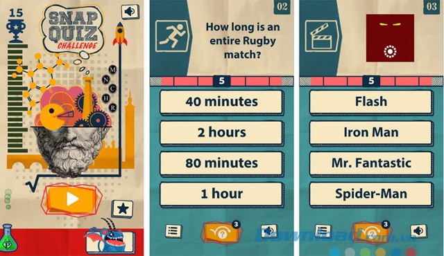 Giao diện chính của game trí tuệ miễn phí Snap Quiz Challenge