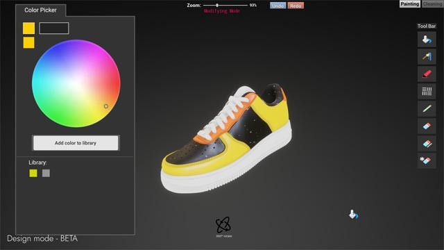 Chế độ thiết kế cho phép bạn tạo ra những đôi giày độc đáo và không đụng hàng trong Sneakers Custom Simulator game