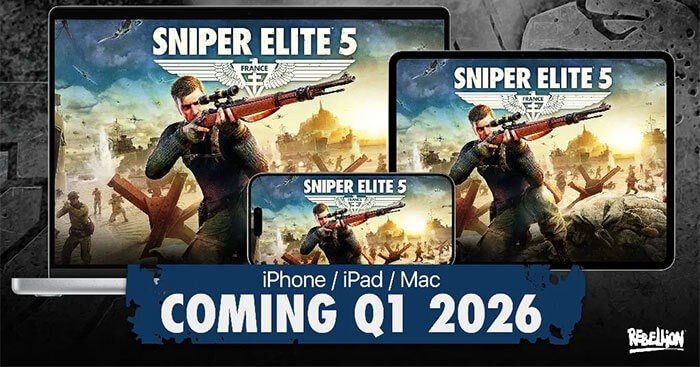 Sniper Elite 5 được dự kiến sẽ phát hành cho iOS, iPadOS và macOS vào Quý 1 năm 2026.