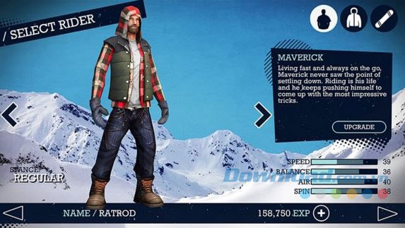 Chọn nhân vật trước khi trượt tuyết