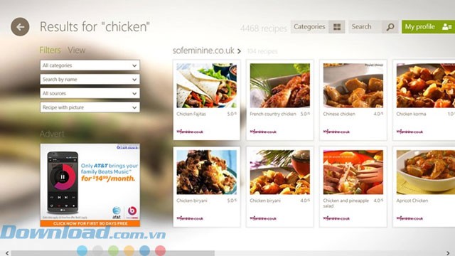 Dễ dàng tìm món ăn