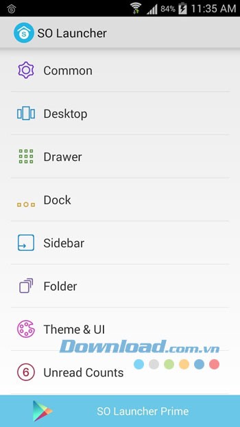 Giao diện sử dụng của ứng dụng SO Launcher