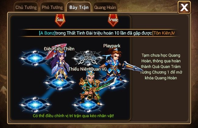 Sắp xếp đội hình trong Soái Ca Tam Quốc