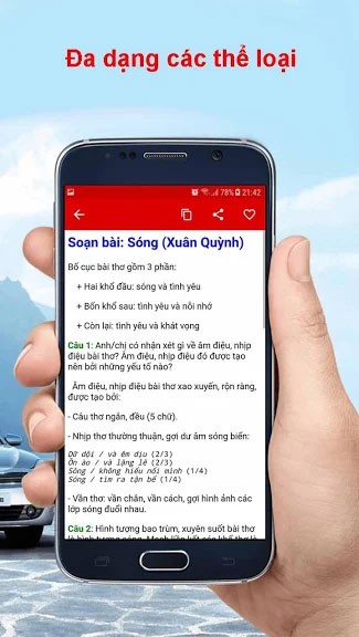 Giao diện bài giảng trên Soạn Văn cho Android