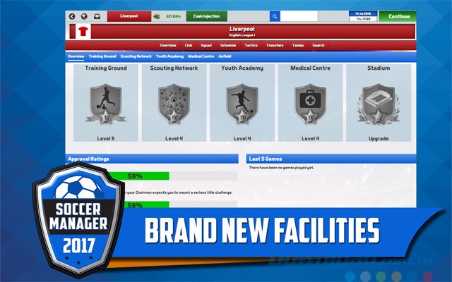 Sử dụng các tính năng tuyệt vời trong game quản lý bóng đá Soccer Manager 2017 cho máy tính