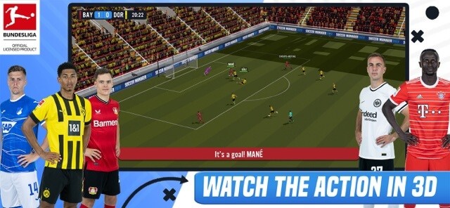 Thưởng thức các trận bóng 3D trong game Soccer Manager 2023