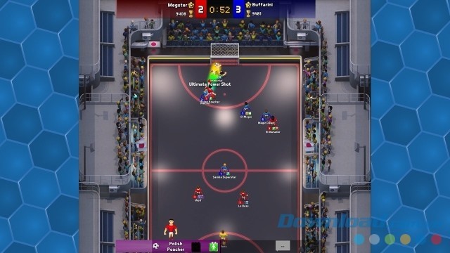 Điều khiển các cầu thủ tí hon trong game bóng đá miễn phí Soccer Manager Arena cho máy tính