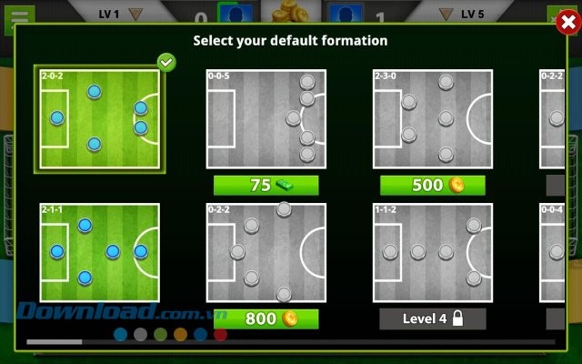 Lựa chọn đội hình ra sân trong game Soccer Stars