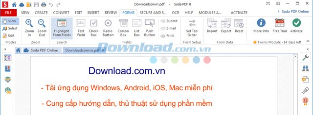 Tạo biểu mẫu PDF