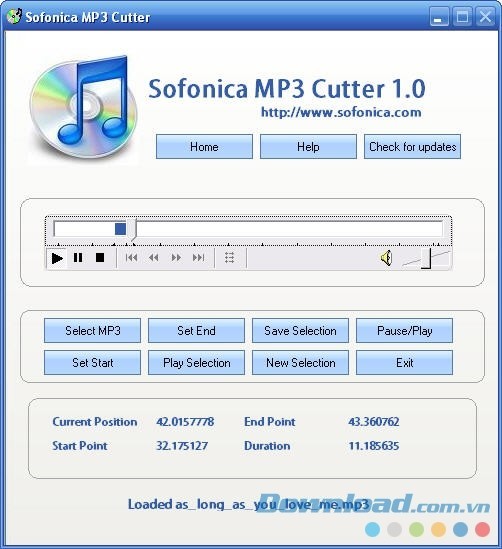 Giao diện Sofonica MP3 Cutter