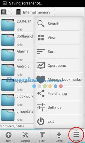 Menu ứng dụng Solid Explorer Classic
