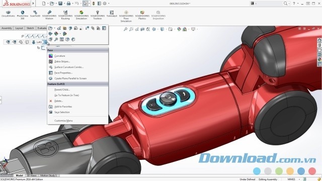 Giao diện chính của phần mềm thiết kế cho PC SOLIDWORKS