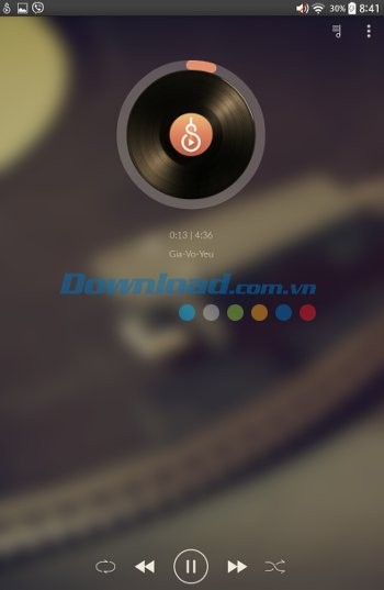 Giao diện phát nhạc của Solo Music Player