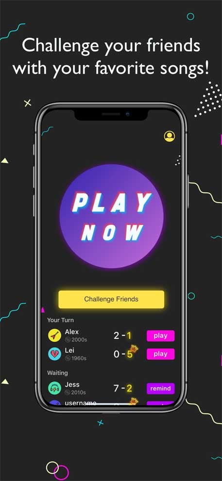 Màn hình chính của Song Quiz cho iOS