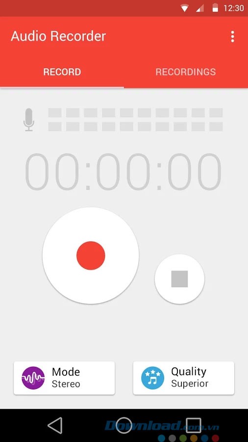 Màn hình ghi âm ứng dụng Audio Recorder