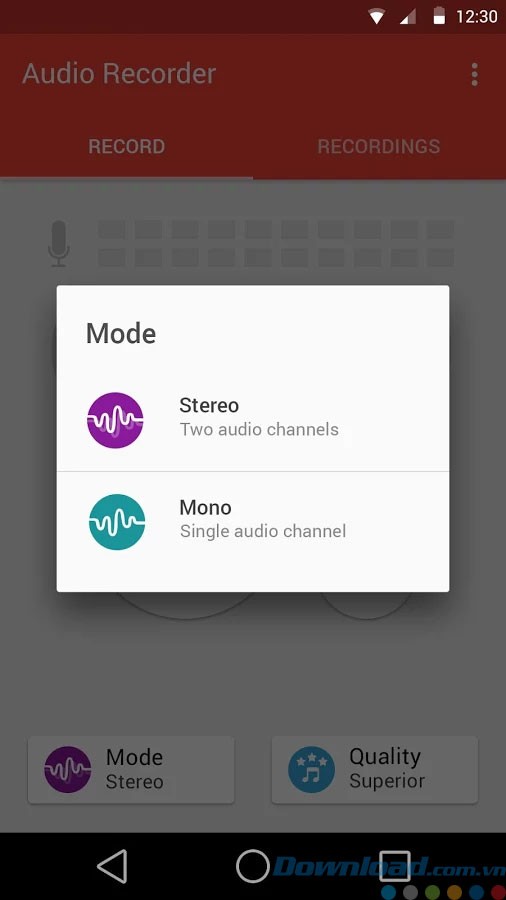 Lựa chọn chế độ ghi âm