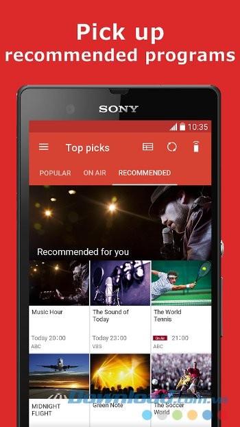 Nhận các đề xuất hữu ích với Sony TV SideView