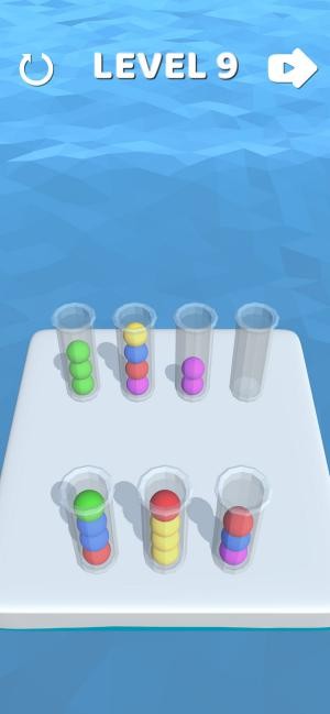 Sắp xếp các quả bóng cùng màu vào cùng một ống nghiệm