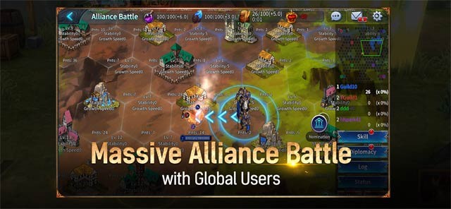 Các trận chiến liên minh quy mô lớn với người chơi trên toàn cầu