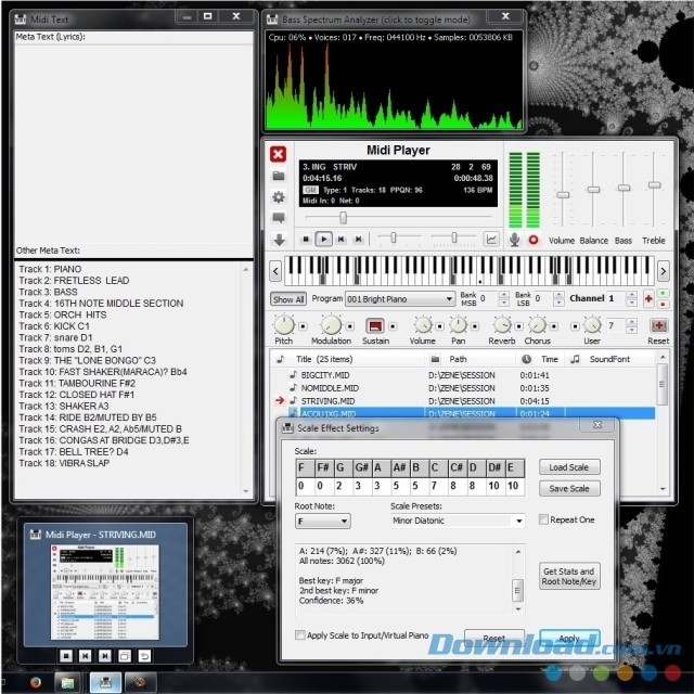 Giao diện trình phát nhạc Soundfont Midi Player miễn phí