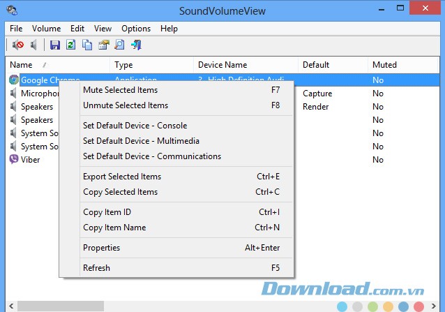 Tùy chọn cài đặt với từng hệ thống âm thanh