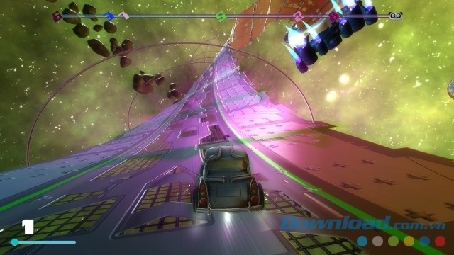 Tham gia vào các vòng đua quyết liệt trên vũ trụ trong game đua xe Space Ribbon cho máy tính, Mac và Linux
