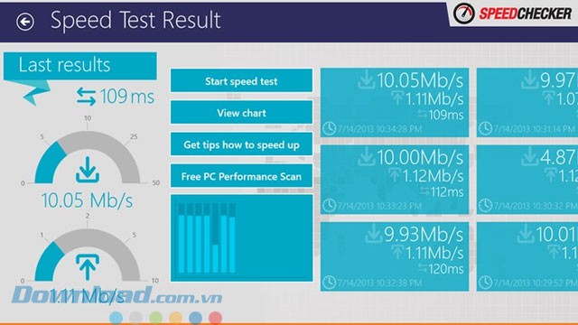 Giao diện ứng dụng kiểm tra tốc độ Internet Speed Checker