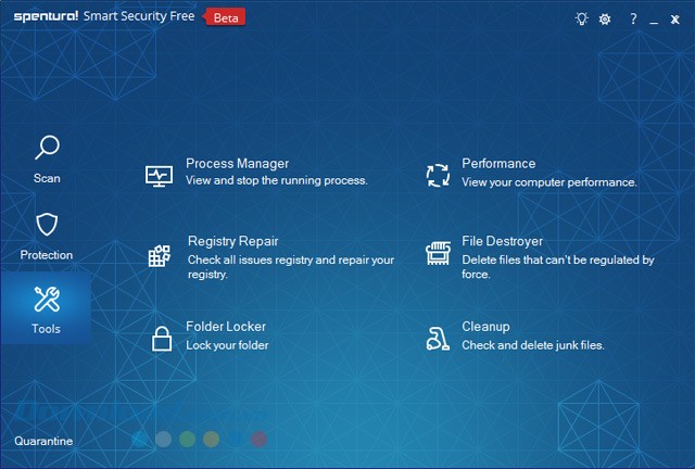 Công cụ hỗ trợ bạn trong Spentura Smart Security Free