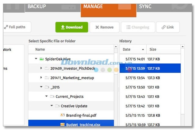 SpiderOakONE xem lại lịch sử dễ dàng