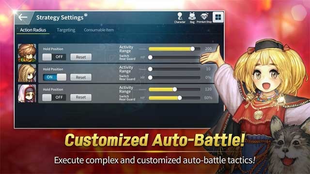 Tự do điều chỉnh chiến lược chiến đấu tự động trong game Spirit Wish