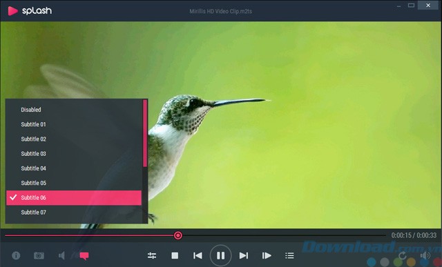 Splash Pro hỗ trợ phụ đề