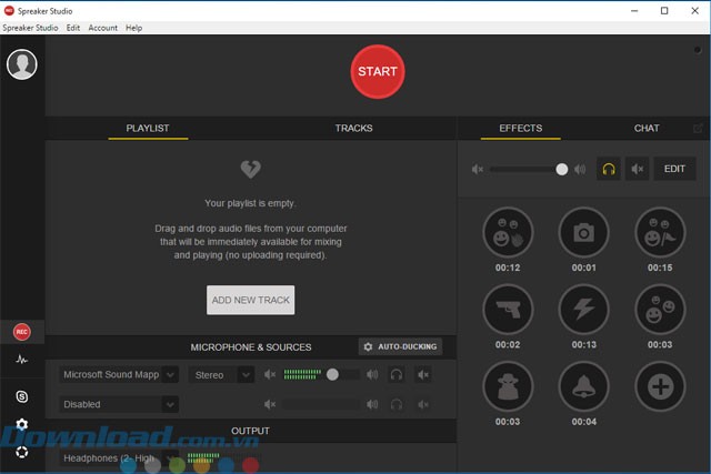 Giao diện phần mềm Spreaker Studio