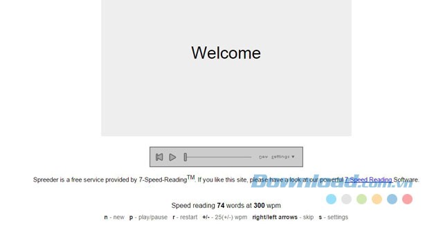 Màn hình chính của Spreeder