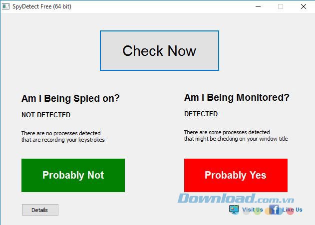 Giao diện phần mềm SpyDetectFree